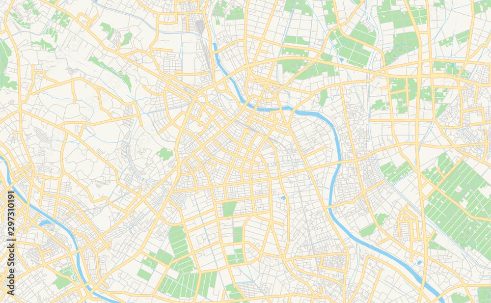Printable street map of Kasukabe, Japan