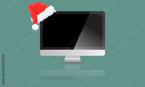 Realistic large Monitor Display mock up. Vector illustration.