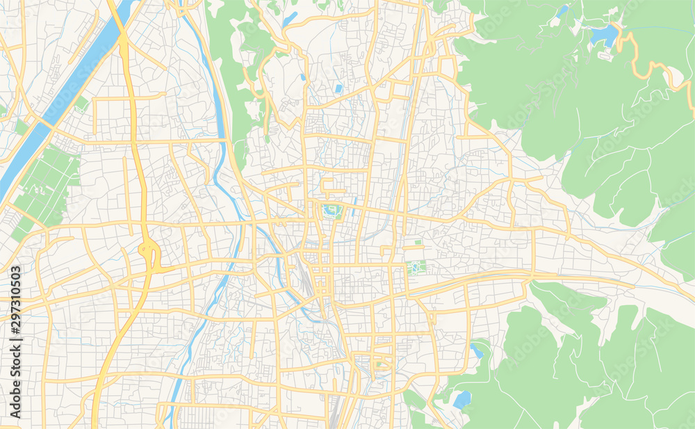 Printable street map of Matsumoto, Japan
