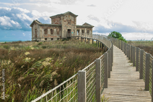 Mirador del Semáfor, old military building on the beach of Barcelona
