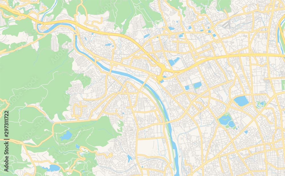 Printable street map of Takarazuka, Japan
