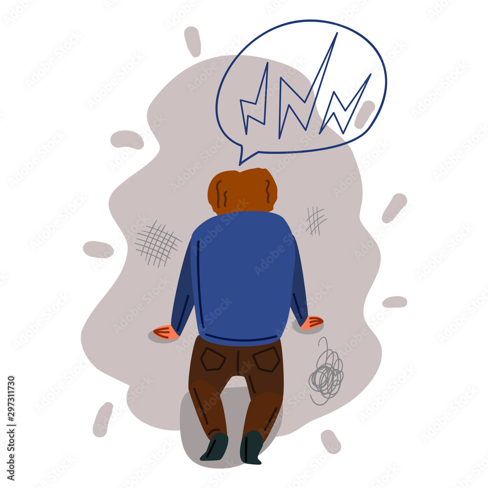 Anxious man hand drawn vector illustration
