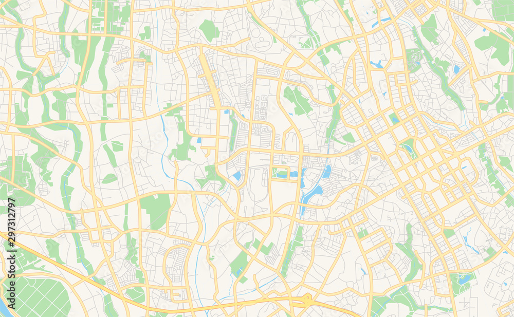 Printable street map of Tsukuba, Japan