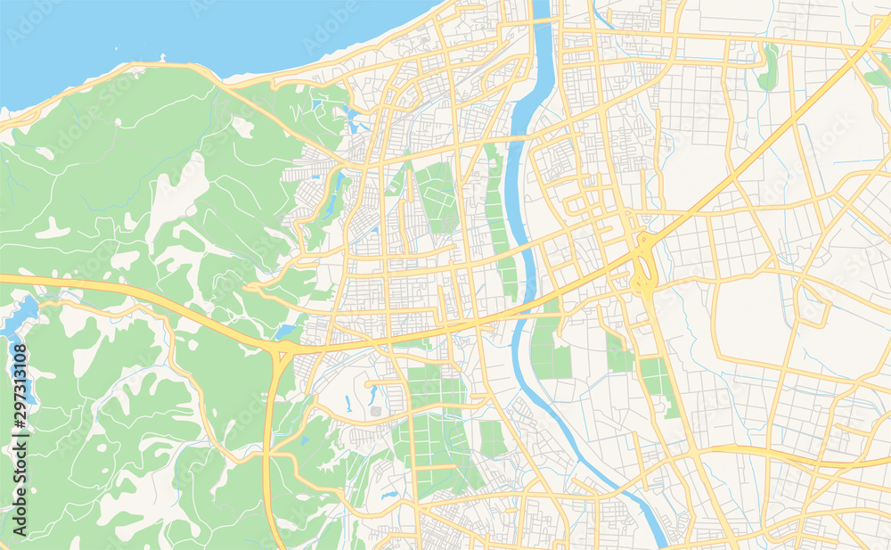 Fototapeta premium Printable street map of Joetsu, Japan