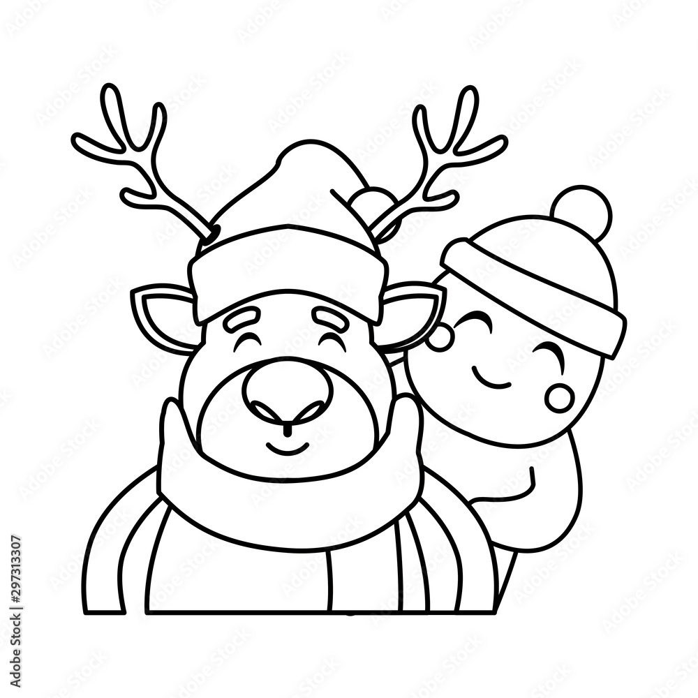 reindeer and gingerbread man with hat on white background reindeer and gingerbread man with hat on white background