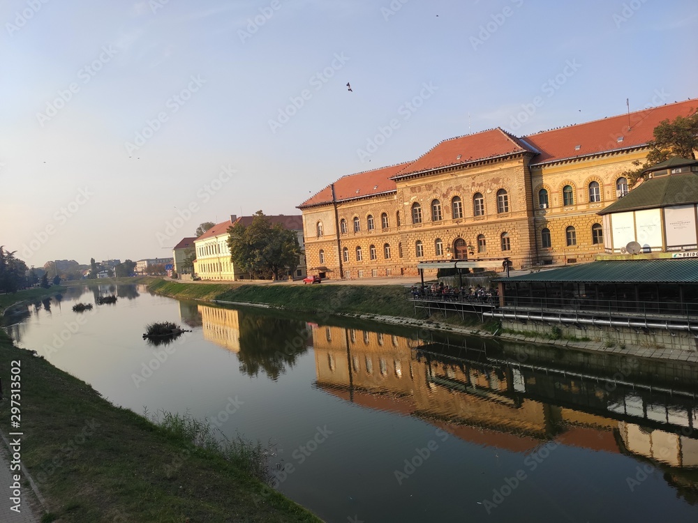 River Begej bank Zrenjanin Serbia in sunset River Begej bank Zrenjanin Serbia in sunset