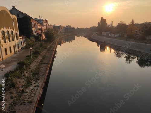 Zrenjanin Serbia liver Begej canal at sunset