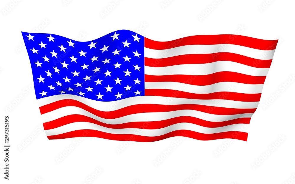 Waving flag of the United States of America. Stars and Stripes. State symbol of the USA. 3D illustration Waving flag of the United States of America. Stars and Stripes. State symbol of the USA. 3D illustration