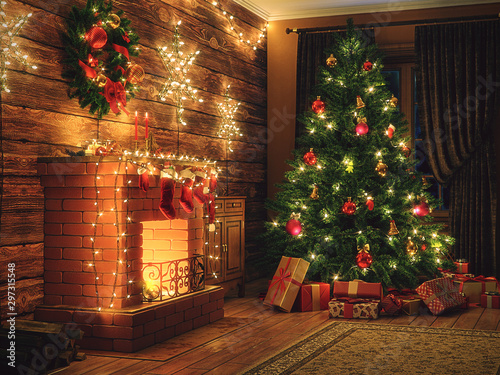 3D Rendering Christmas interior