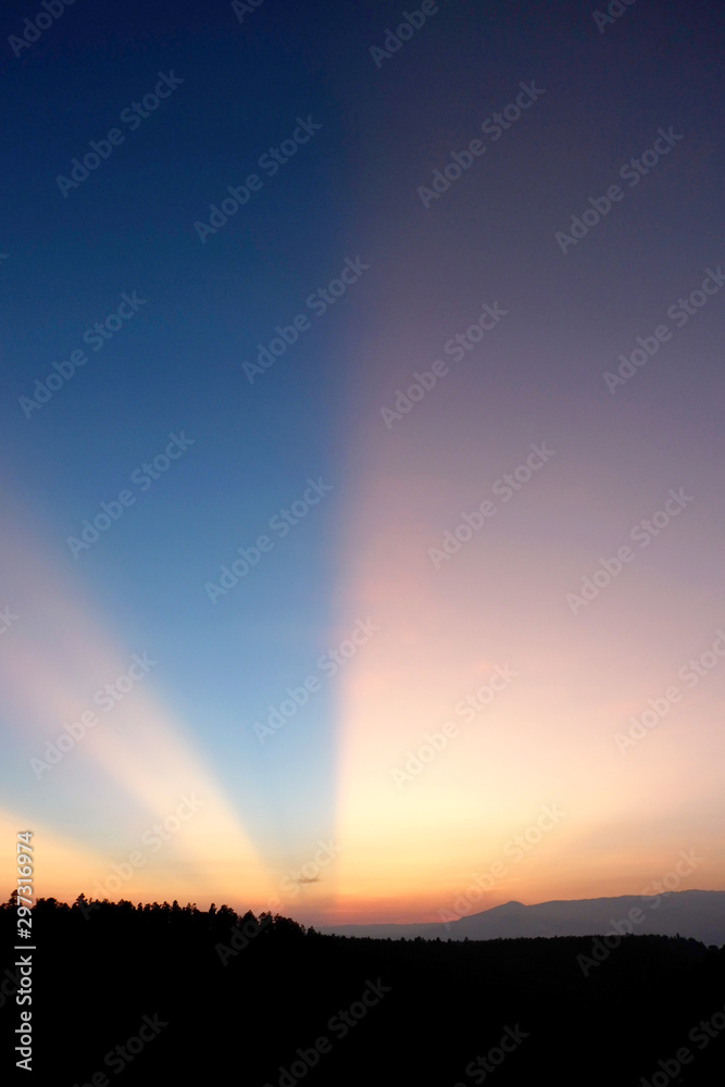Fototapeta premium Ray light on sunset in the evening day.