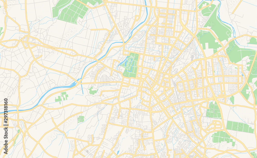Printable street map of Hirosaki, Japan
