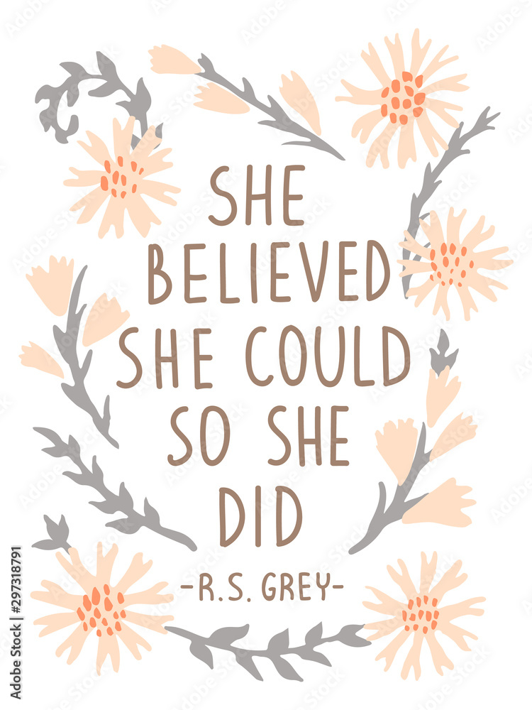 She Believed She Could So She Did Inspirational Vector Quote Poster She Believed She Could So She Did Inspirational Vector Quote Poster