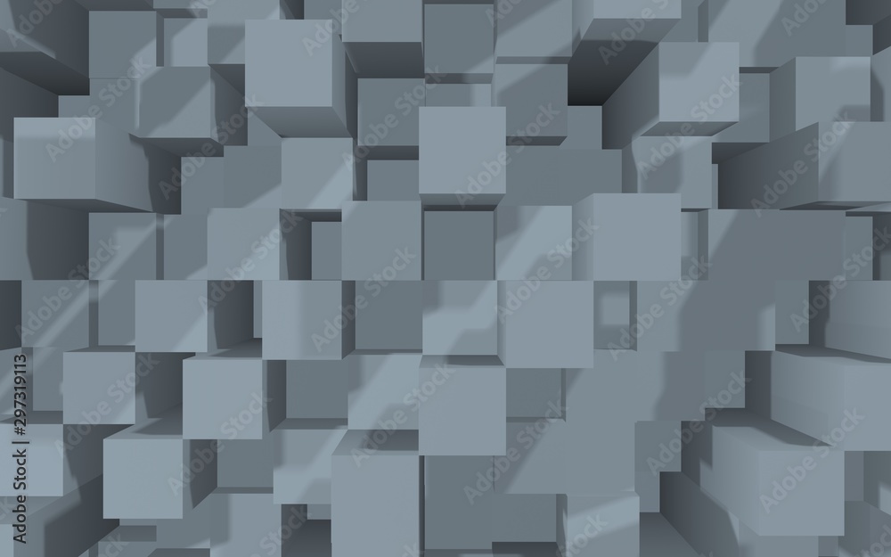 Abstract gray elegant cube geometric background. Chaotically advanced rectangular bars. 3D Rendering, 3D illustration Abstract gray elegant cube geometric background. Chaotically advanced rectangular bars. 3D Rendering, 3D illustration