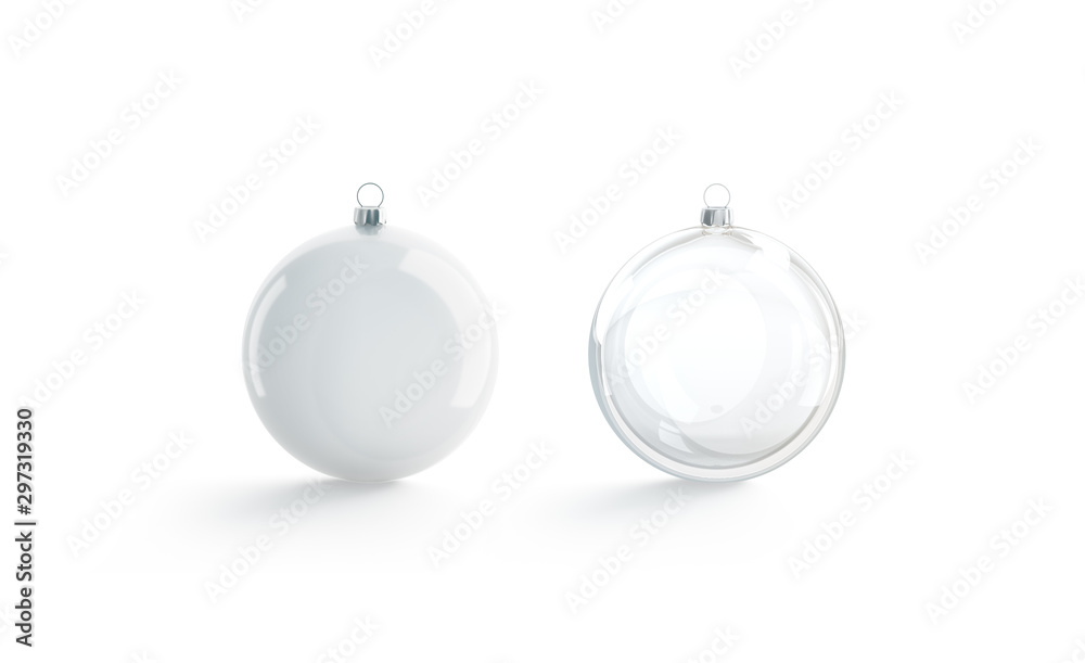 Blank white and transparent christmas ball mock up, isolated Blank white and transparent christmas ball mock up, isolated