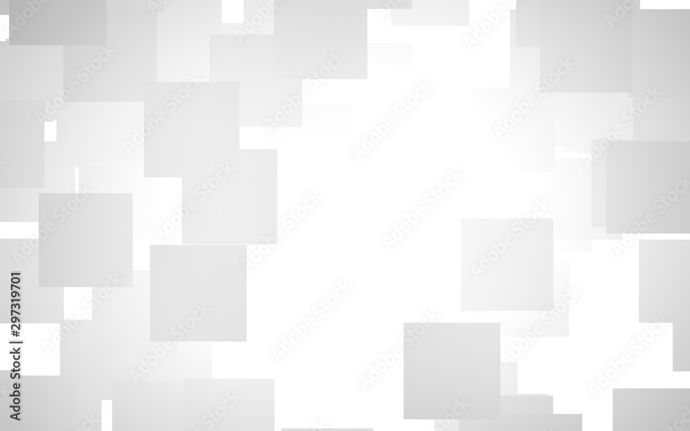 White abstract background. Misty backdrop with grey squares. 3D illustration