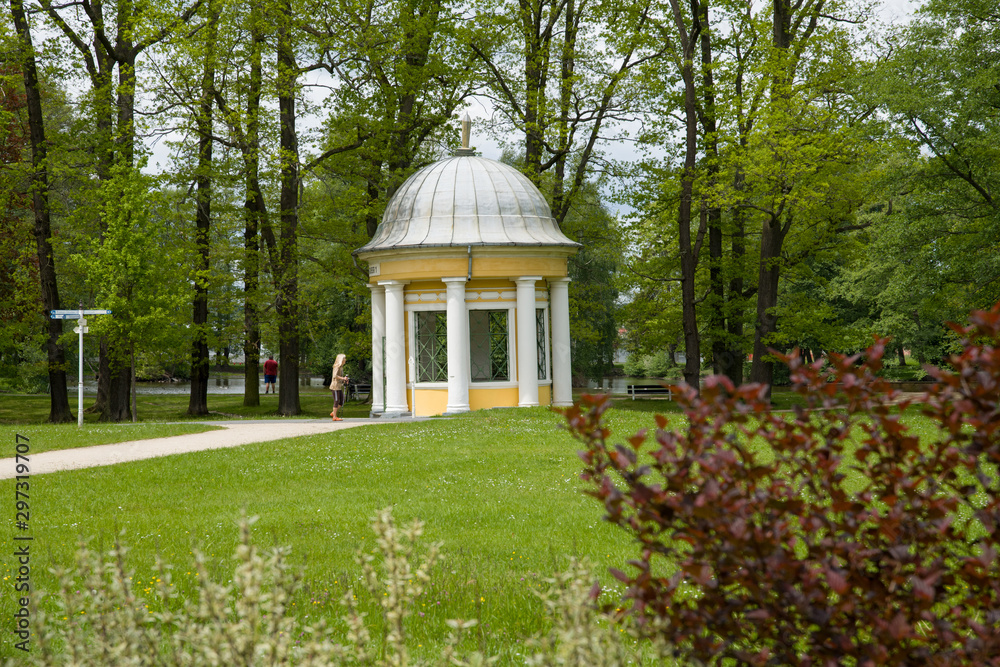 Pavilion of cold mineral water spring Glauber I - Frantiskovy Lazne (Franzensbad) - great Bohemian spa town is situated north of historical city Cheb in the west part of the Czech Republic