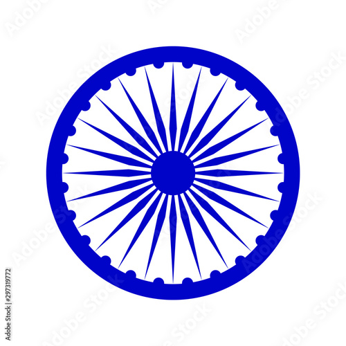 Ashoka Chakra wheel icon. Wheel of the Buddhist Dharma religious symbol. Indian sign isolated on white background. Vector illustration