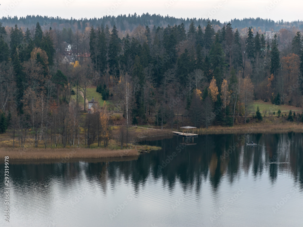 beautiful view of tree tops on lake in background beautiful view of tree tops on lake in background