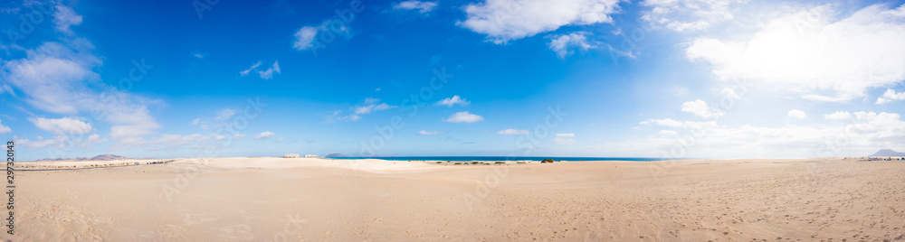 Panorama of the sandy beach on the Canary Islands