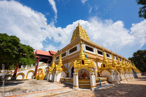 Bodh Gaya temple with blue sky, Sangkhlaburi