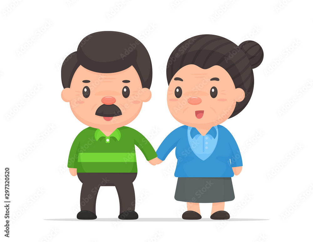 Cartoon Old People Vector. Old couple who live happily after retirement . Cartoon Old People Vector. Old couple who live happily after retirement .