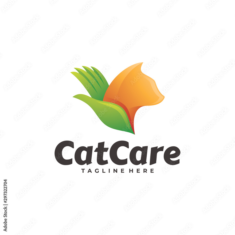 Modern Gradient Animal Pet Cat and Care Hand Logo Icon Modern Gradient Animal Pet Cat and Care Hand Logo Icon
