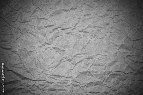 White crumpled packaging paper background texture. Grey Kraft Paper Coarse. Wrinkled paper bag