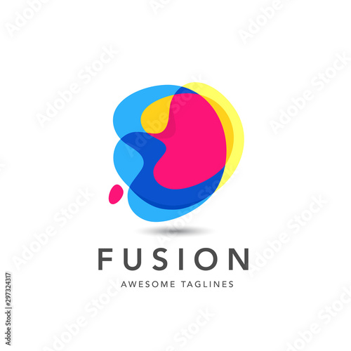 abstract flowing and dynamical elements fusion colored forms