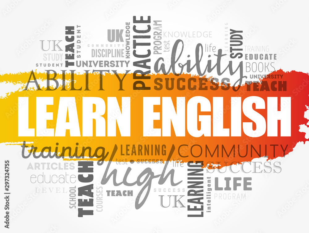 Fototapeta premium Learn English word cloud collage, education concept background