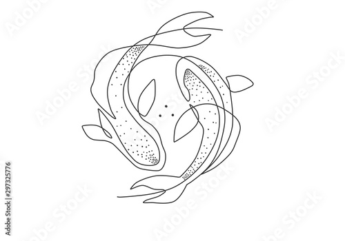 Beautiful one line doted art fishes photo