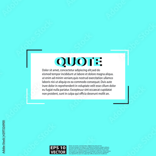 Illustration vector: typography design. Remark quote text box poster template concept. Blank empty frame citation. Quotation paragraph symbol icon. Double bracket comma mark. Bubble dialogue banner.