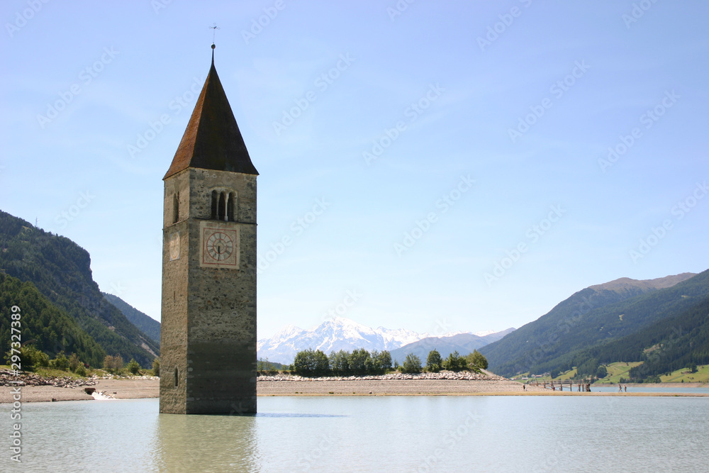 Resia lake - Submerged bell tower