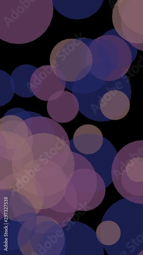 Gray translucent circles on a dark background. 3D illustration