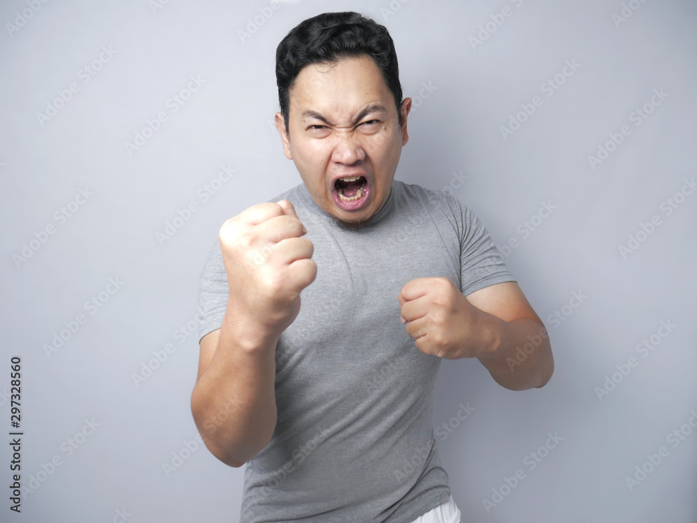 Angry Asian Man Expression Ready to Fight Angry Asian Man Expression Ready to Fight
