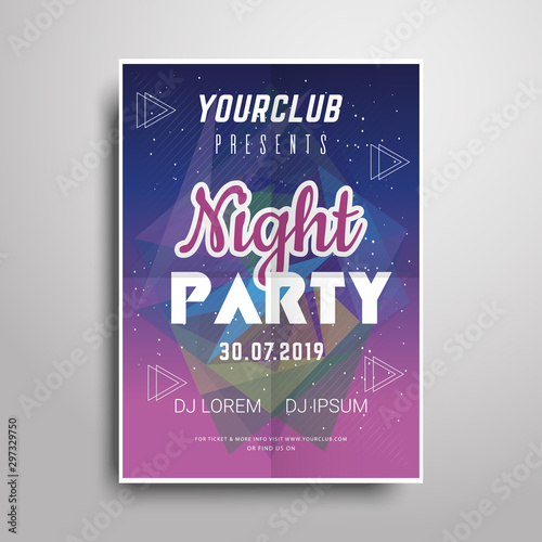 Party poster template.Night party vertical flyer sample