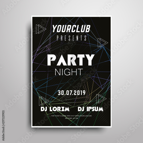 Party poster template.Night party vertical flyer sample