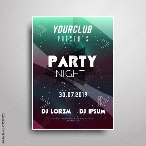 Party poster template.Night party vertical flyer sample