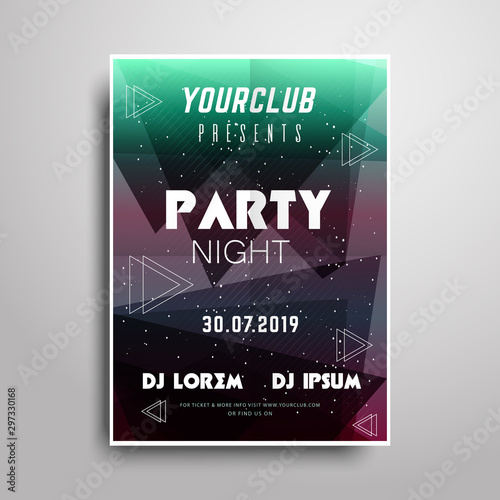 Party poster template.Night party vertical flyer sample