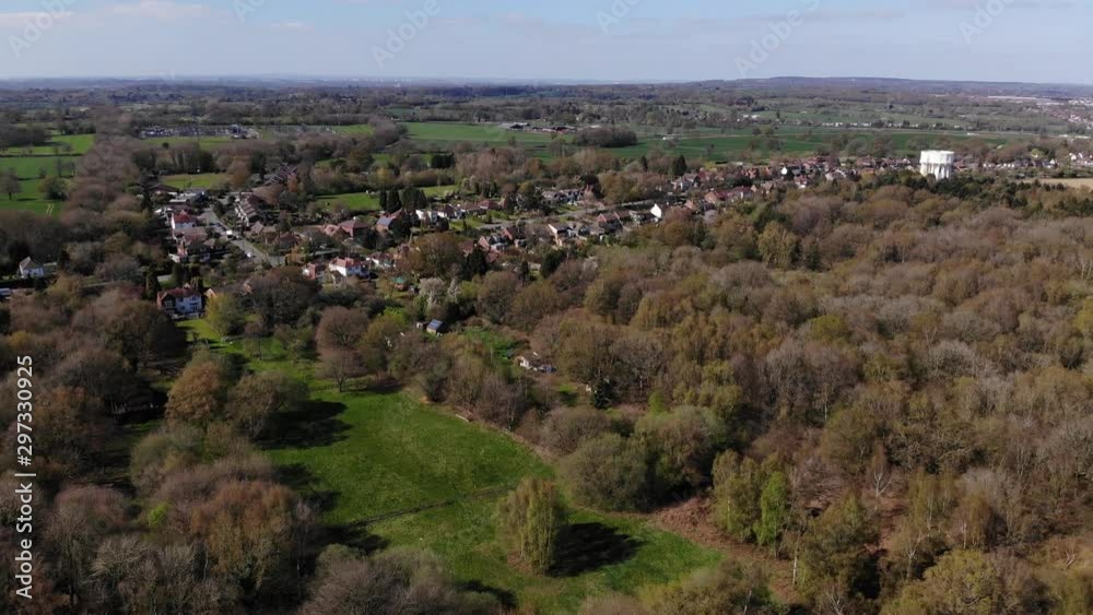 English Countryside Burton Green Village HS2 Route, Water Tower, Mobile Home Park On Sunny Spring Day Aerial 4K English Countryside Burton Green Village HS2 Route, Water Tower, Mobile Home Park On Sunny Spring Day Aerial 4K