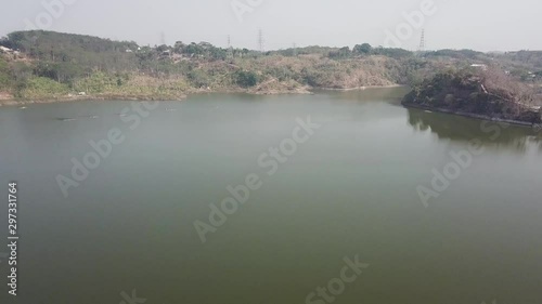 Aerial of jatibarang reservoir, Gunungpati, semarang city, central java, Drone Circle Pan photo