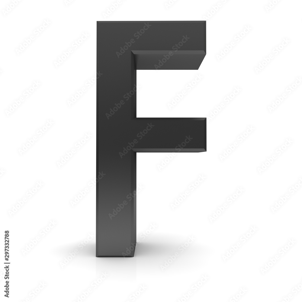 F letter black 3d sign 3d rendering isolated on white F letter black 3d sign 3d rendering isolated on white