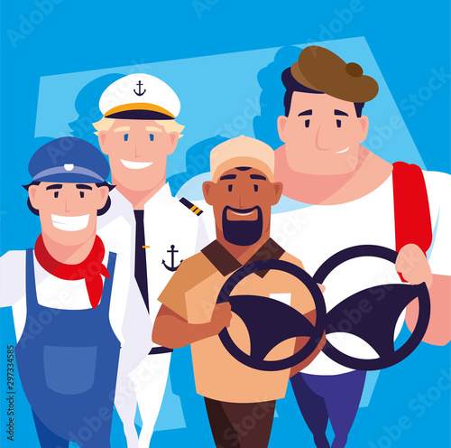 set of men with different profession of drivers