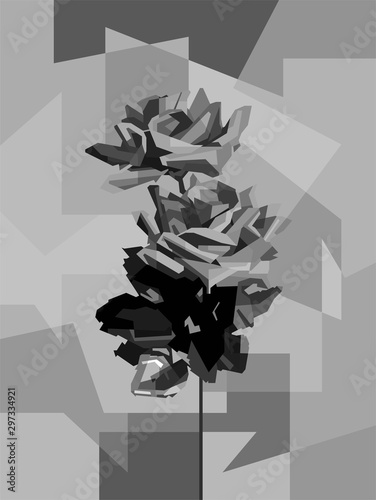 Fototapeta Naklejka Na Ścianę i Meble -  Rose flower with wpap style theme greyscale for background and wallpaper 