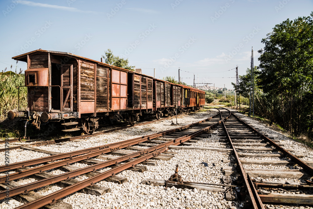 Dismissed old train in Abruzzo Region, Italy