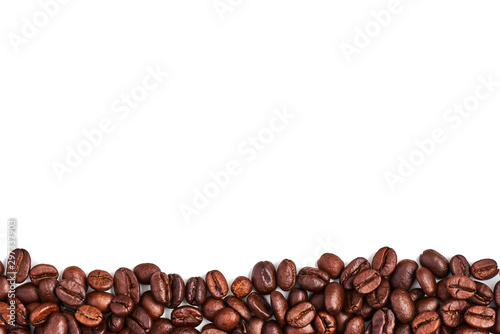 Coffee beans isolated on a white background. Top view. Copy space. Design element.