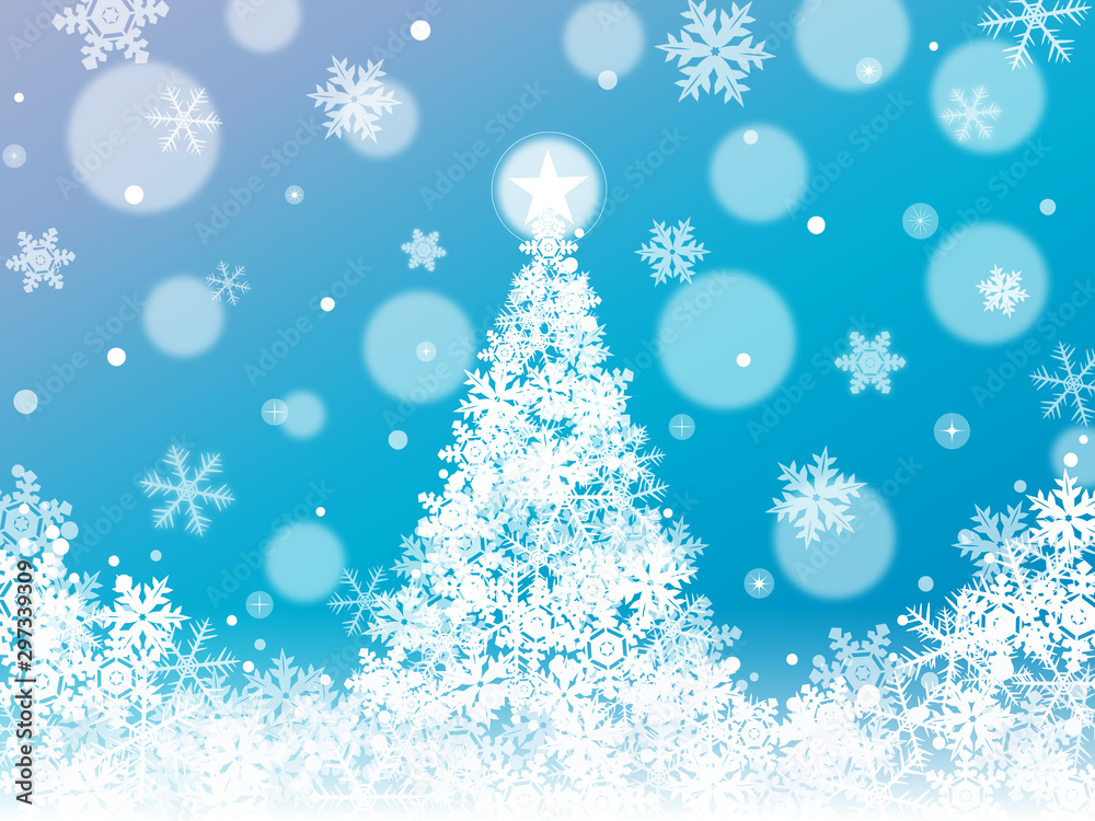 雪の結晶と綺麗なクリスマスツリー 背景壁紙 Stock Vector Adobe Stock