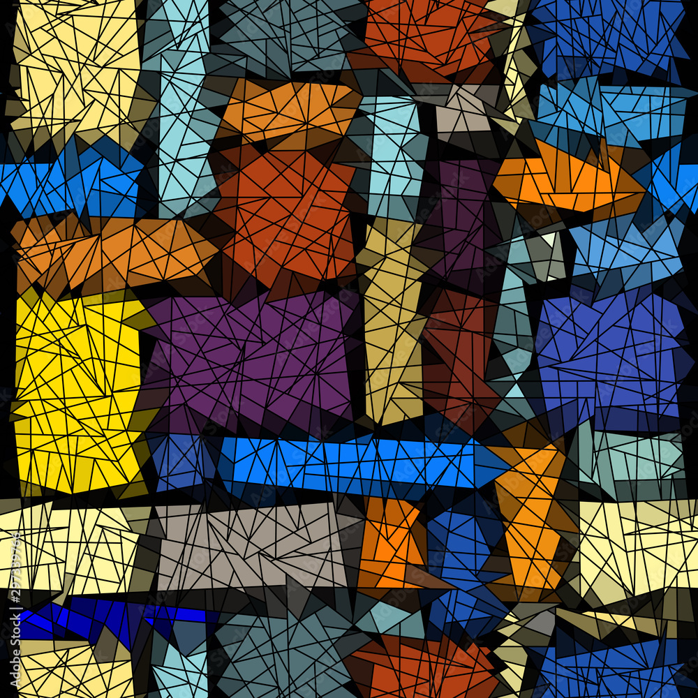 Seamless background pattern. Unusual polygonal mosaic pattern. Vector image. Seamless background pattern. Unusual polygonal mosaic pattern. Vector image.