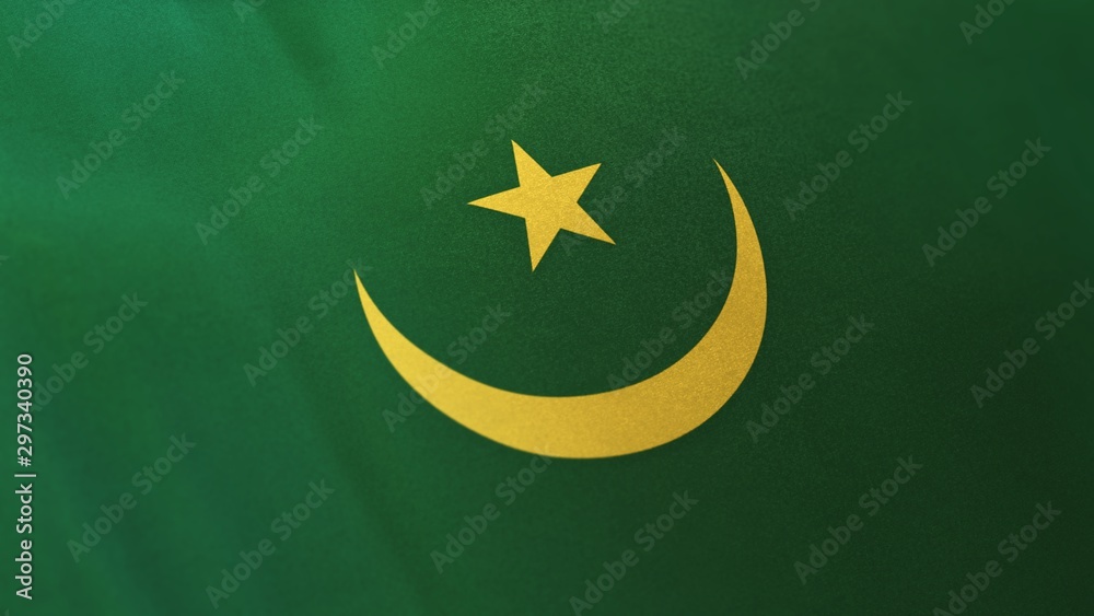 3D rendering of the national flag of Mauritania waving in the wind. The banner/emblem is made of realistic satin texture and rendered in a daylight situation. 3D rendering of the national flag of Mauritania waving in the wind. The banner/emblem is made of realistic satin texture and rendered in a daylight situation.