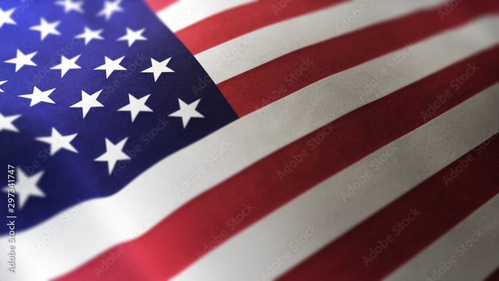 3D rendering of the national flag of USA waving in the wind. The banner/emblem is made of realistic satin texture and rendered in a daylight situation. 3D rendering of the national flag of USA waving in the wind. The banner/emblem is made of realistic satin texture and rendered in a daylight situation.