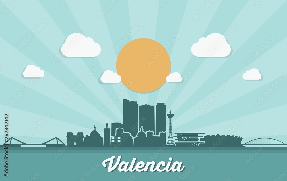 Valencia skyline - Spain - vector illustration